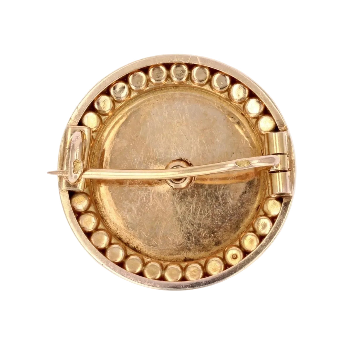 Broche ANCIENNE Ronde en or rose perles fines et diamant - Castafiore