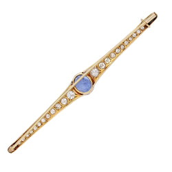 Broche ancienne saphir de ceylan naturel et diamants