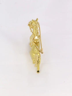 Broche animalière cheval en or jaune et diamants - Castafiore