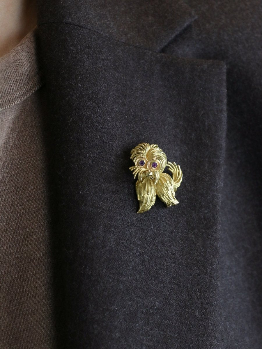 Broche Ancienne Tête De Chien En Corne - Bijou Vintage - Occasion