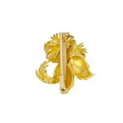 Broche animalière chien or jaune rubis - Castafiore