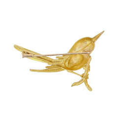 Broche animalière Oiseau or jaune diamant - Castafiore