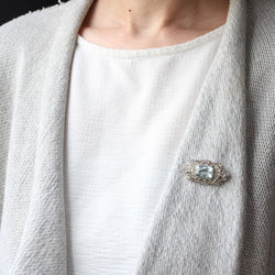 Broche Art Déco aigue - marine et diamants - Castafiore
