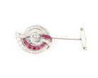 Broche Art déco Clip en or blanc, diamants et rubis - Castafiore