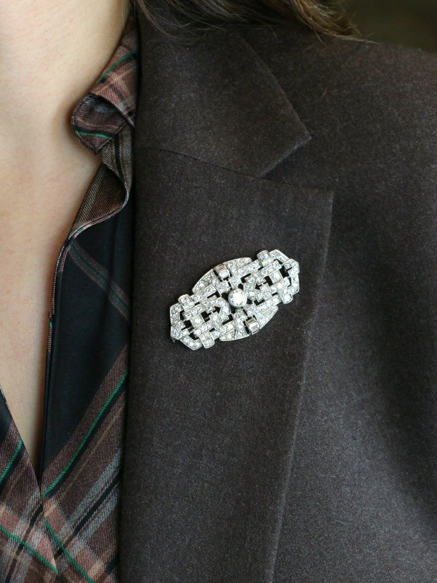 Broche Art Deco diamants 7 ct - Castafiore