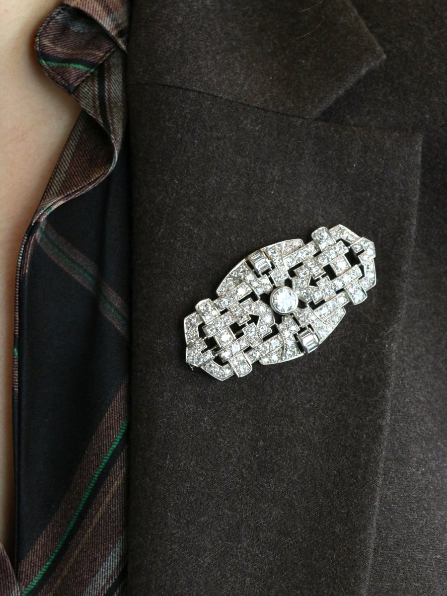 Broche Art Deco diamants 7 ct - Castafiore