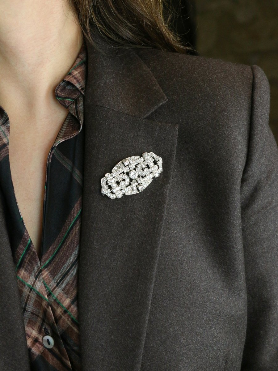 Broche Art Deco diamants 7 ct - Castafiore