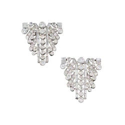 Broche Art Déco double clips en diamants，platine et or - Castafiore