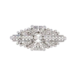 Broche Art Déco double clips en diamants，platine et or - Castafiore