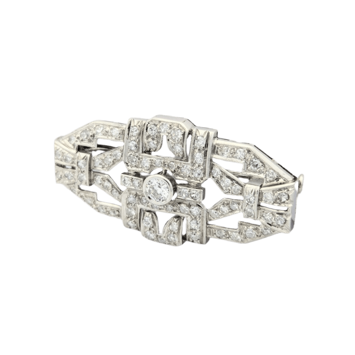Broche Art Déco en platine et diamants - Castafiore