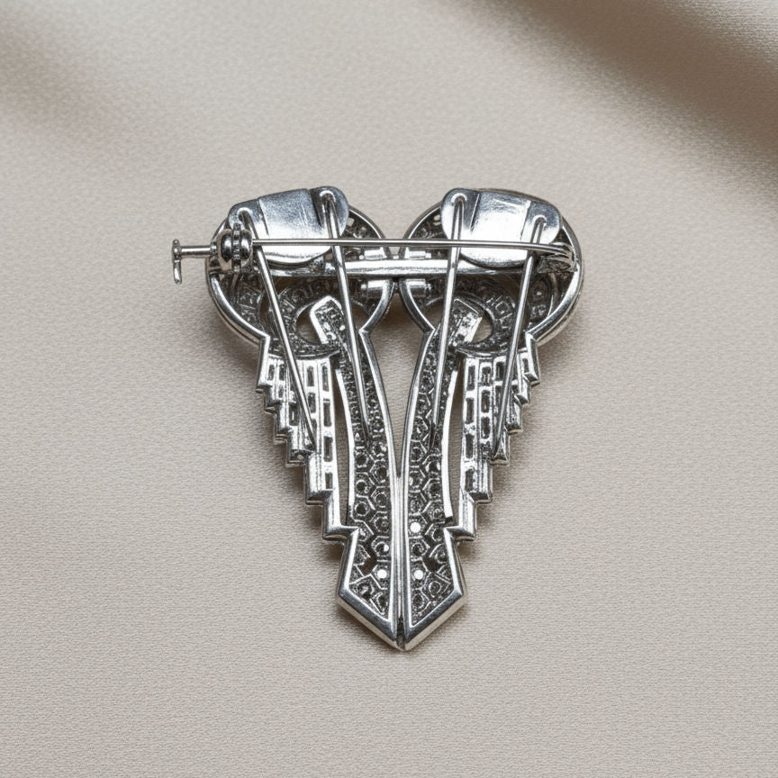 Broche Art Déco en platine et diamants – Pièce transformable - Castafiore