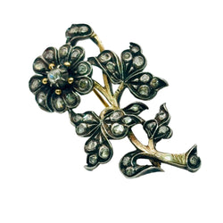 Broche ART DÉCO Floral en or et argent avec diamants - Castafiore