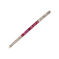 Broche art déco ligne rubis et diamants - Castafiore