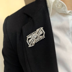 Broche Art-Déco - Or, Platine & diamants
