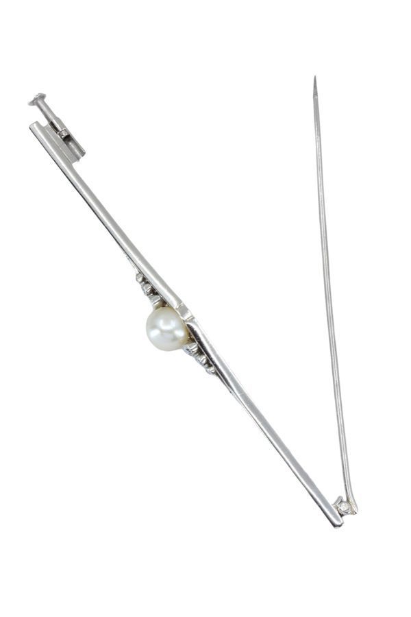 BROCHE ART - DÉCO PERLE ET DIAMANTS - Castafiore