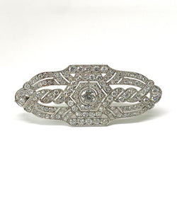 Broche Art Déco platine et 5,8 carats de diamants - Castafiore