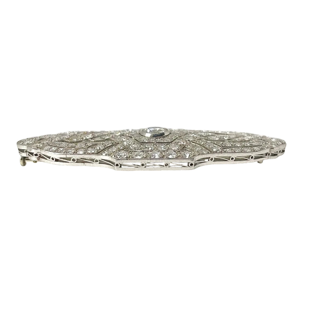 Broche Art Déco platine et 5,8 carats de diamants - Castafiore