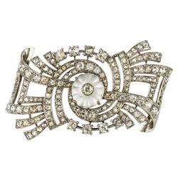 Broche ART DÉCO Rectangulaire en platine et or blanc - Castafiore