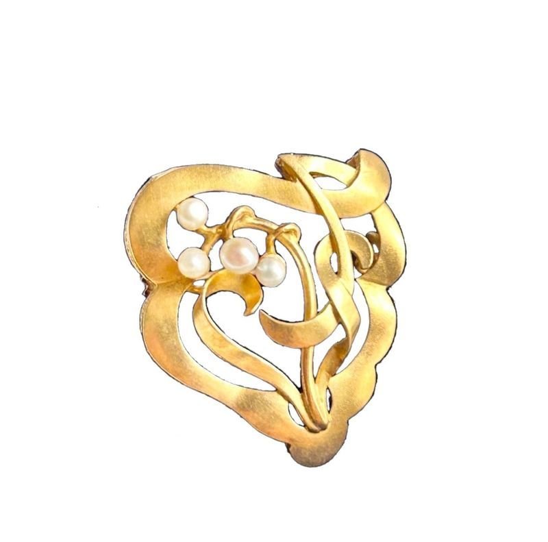 Broche Art Nouveau en or jaune 18k - Castafiore