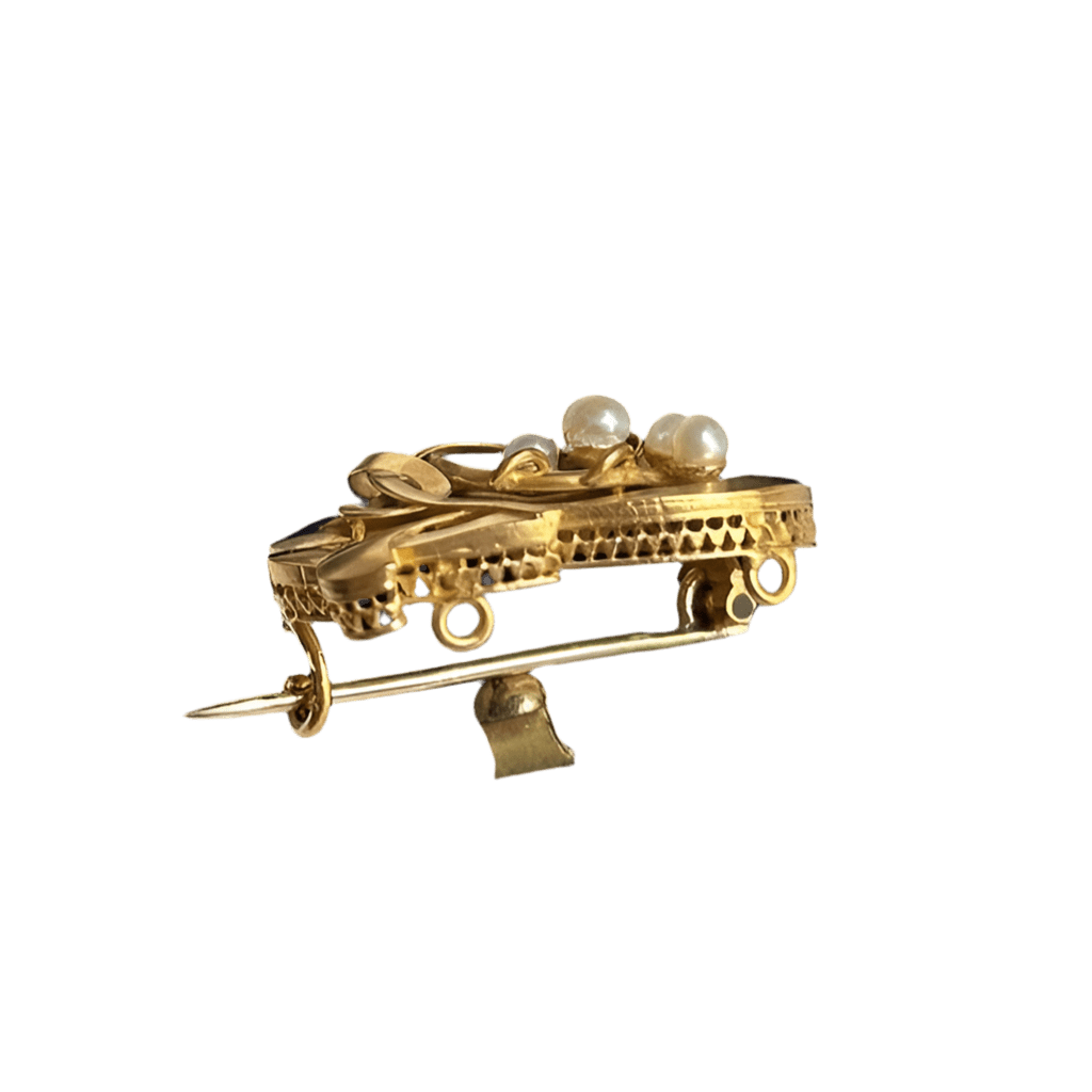 Broche Art Nouveau en or jaune et perles - Castafiore