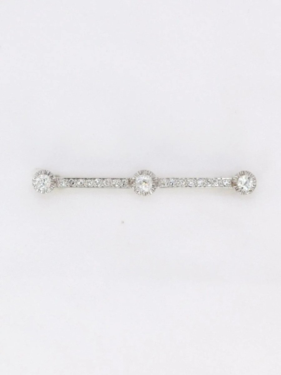 Broche barette Art - Déco diamants taille ancienne - Castafiore