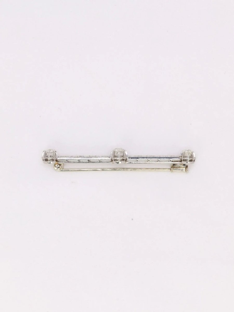 Broche barette Art - Déco diamants taille ancienne - Castafiore