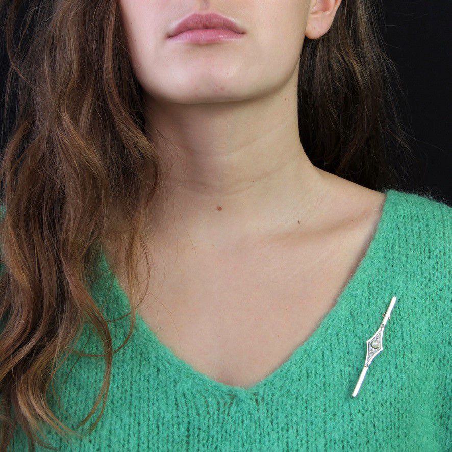 Broche barrette ancienne perle fine diamants