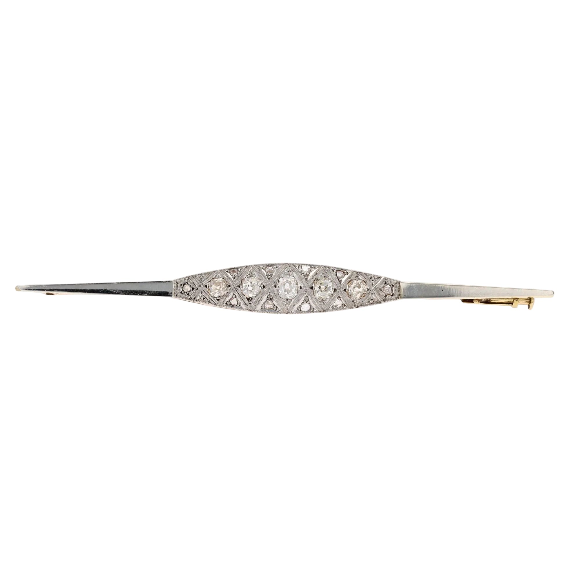 Broche barrette Art Déco diamants