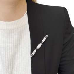 Broche Barrette Art Déco en or blanc, platine, émail et diamants - Castafiore