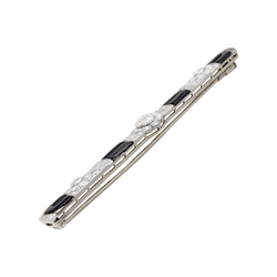 Broche Barrette Art Déco en or blanc, platine, émail et diamants - Castafiore