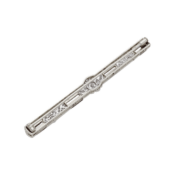 Broche Barrette Art Déco en or blanc, platine, émail et diamants - Castafiore