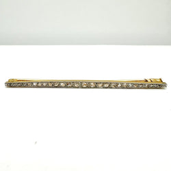 Broche Barrette Art Deco en or jaune, platine et diamants - Castafiore
