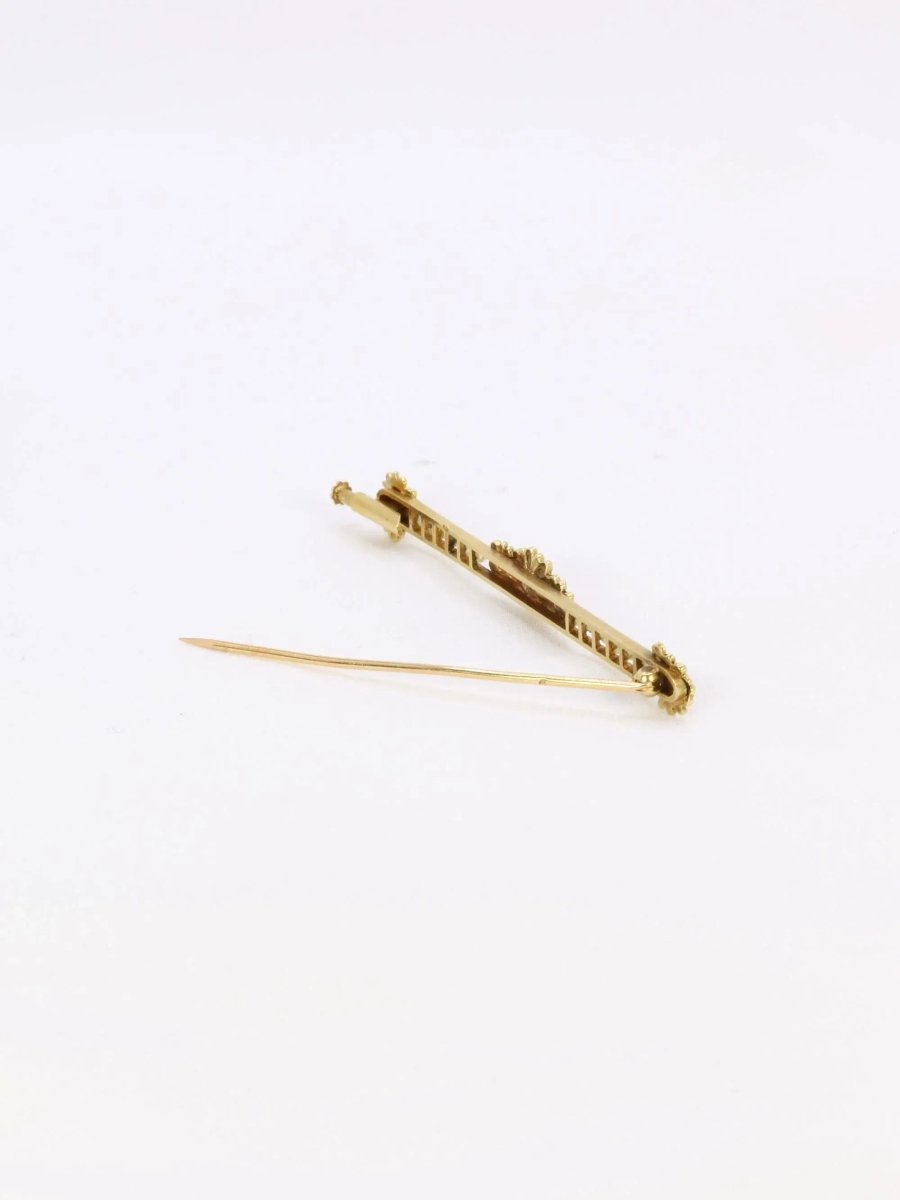 Broche barrette perle et saphirs calibrés - Bijoux anciens Broche barrette perle et saphirs calibrés - Bijoux anciens