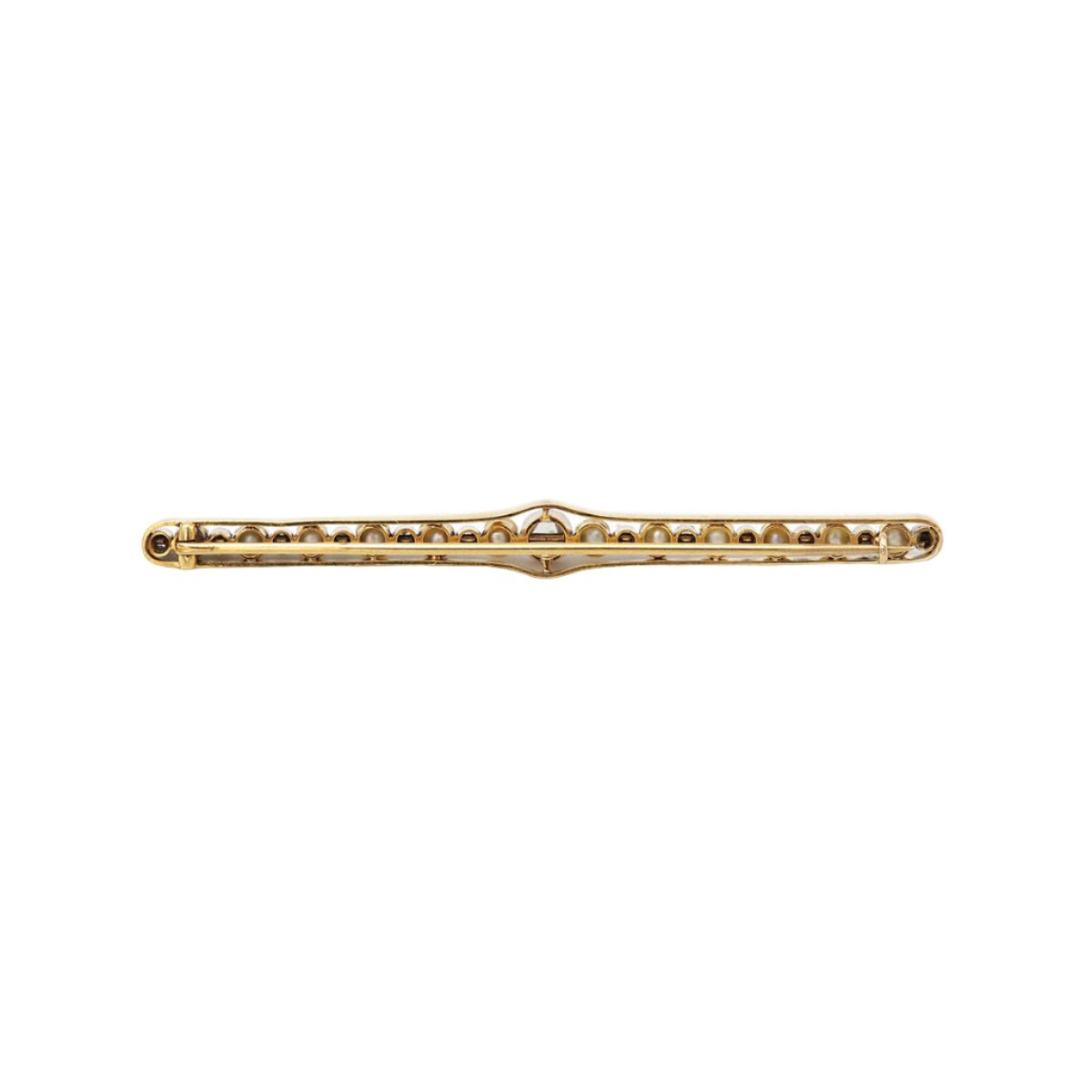 Broche Barrette en jaune, platine, perles et diamants - Castafiore