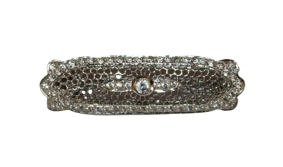 Broche Barrette en or blanc et diamants - Castafiore