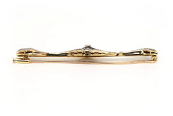 Broche Barrette en or blanc, or jaune, onyx, saphirs et diamants - Castafiore