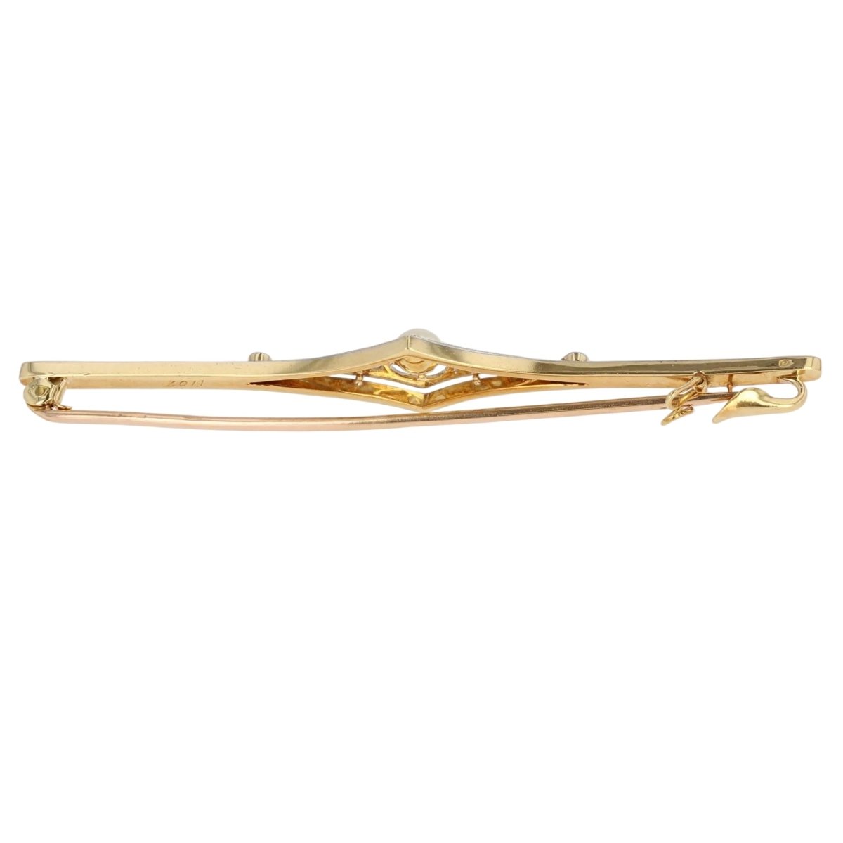 Broche Barrette en or blanc, or jaune, perle et diamants - Castafiore