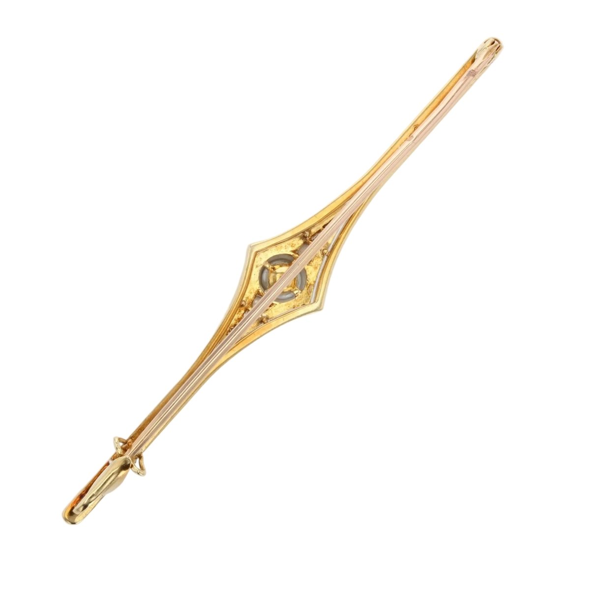 Broche Barrette en or blanc, or jaune, perle et diamants - Castafiore