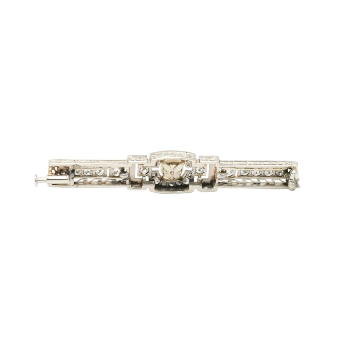 Broche Barrette en or blanc, perle et diamants - Castafiore