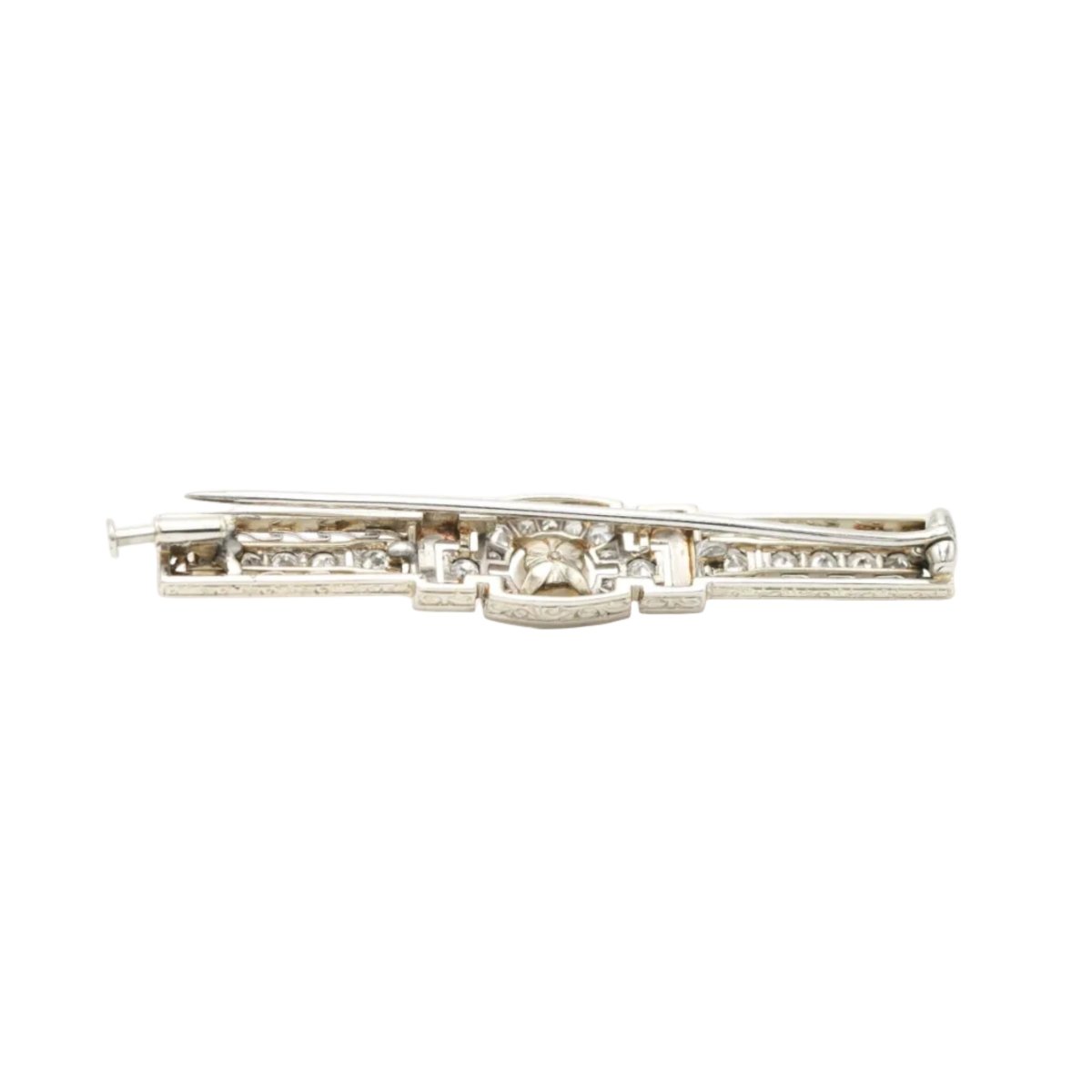 Broche Barrette en or blanc, perle et diamants - Castafiore