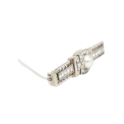 Broche Barrette en or blanc, perle et diamants - Castafiore