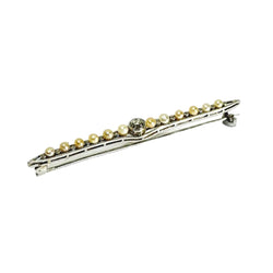 Broche Barrette en or blanc, perles, et diamants - Castafiore