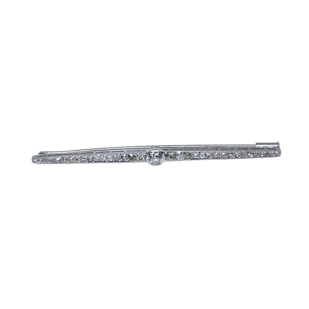 Broche Barrette en or blanc, platine et diamants - Castafiore