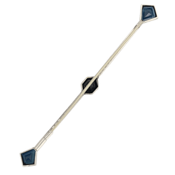 Broche Barrette en or blanc, platine, saphirs et diamants - Castafiore