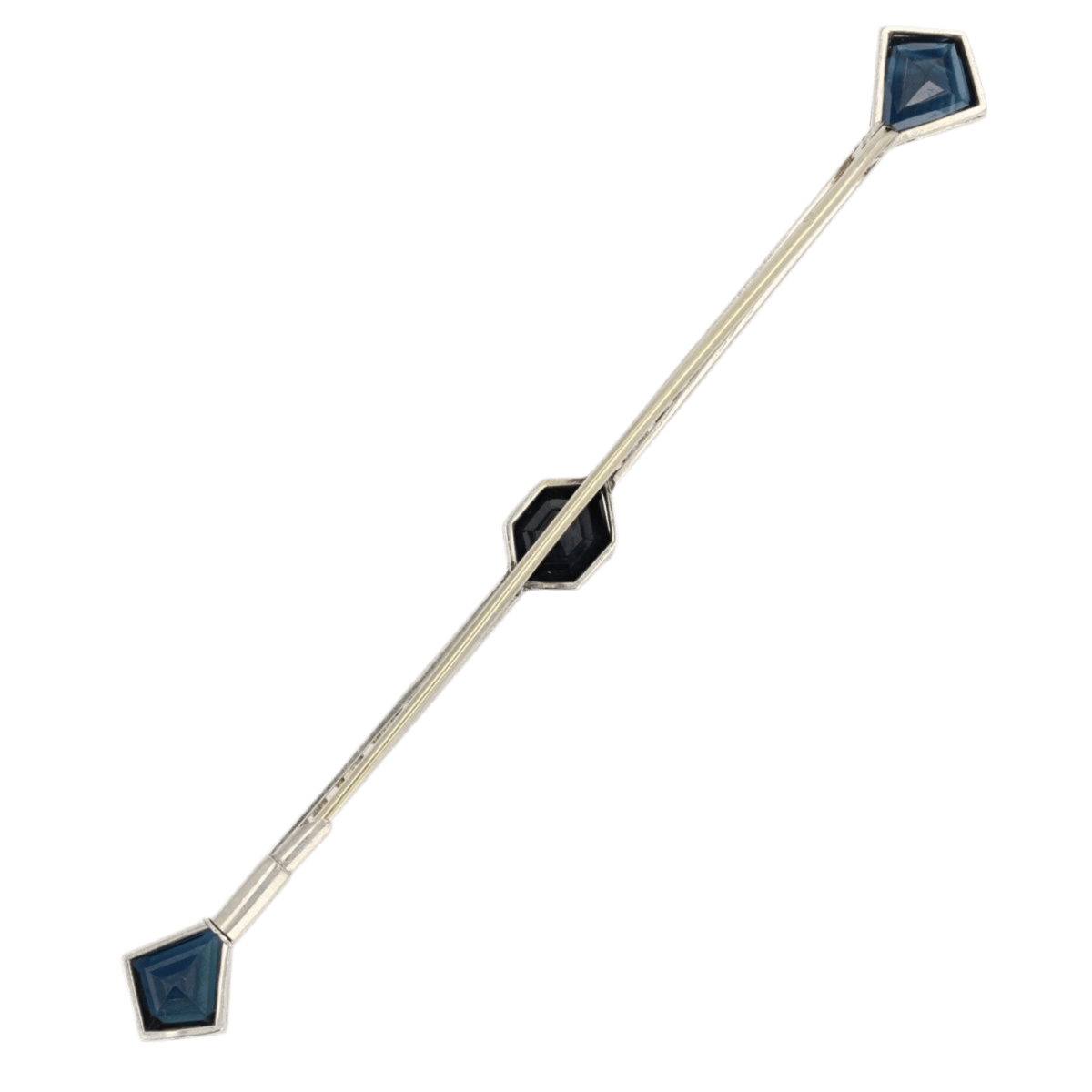 Broche Barrette en or blanc, platine, saphirs et diamants - Castafiore