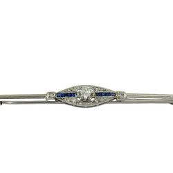 Broche Barrette en or blanc, saphirs et diamants - Castafiore