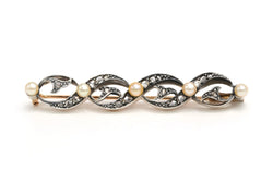 Broche Barrette en or jaune, argent, perles et diamants - Castafiore
