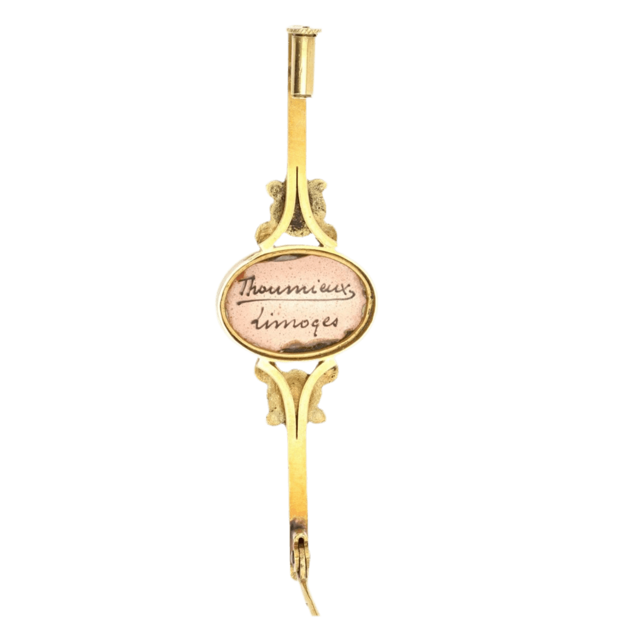 Broche Barrette en or jaune et émail - Castafiore