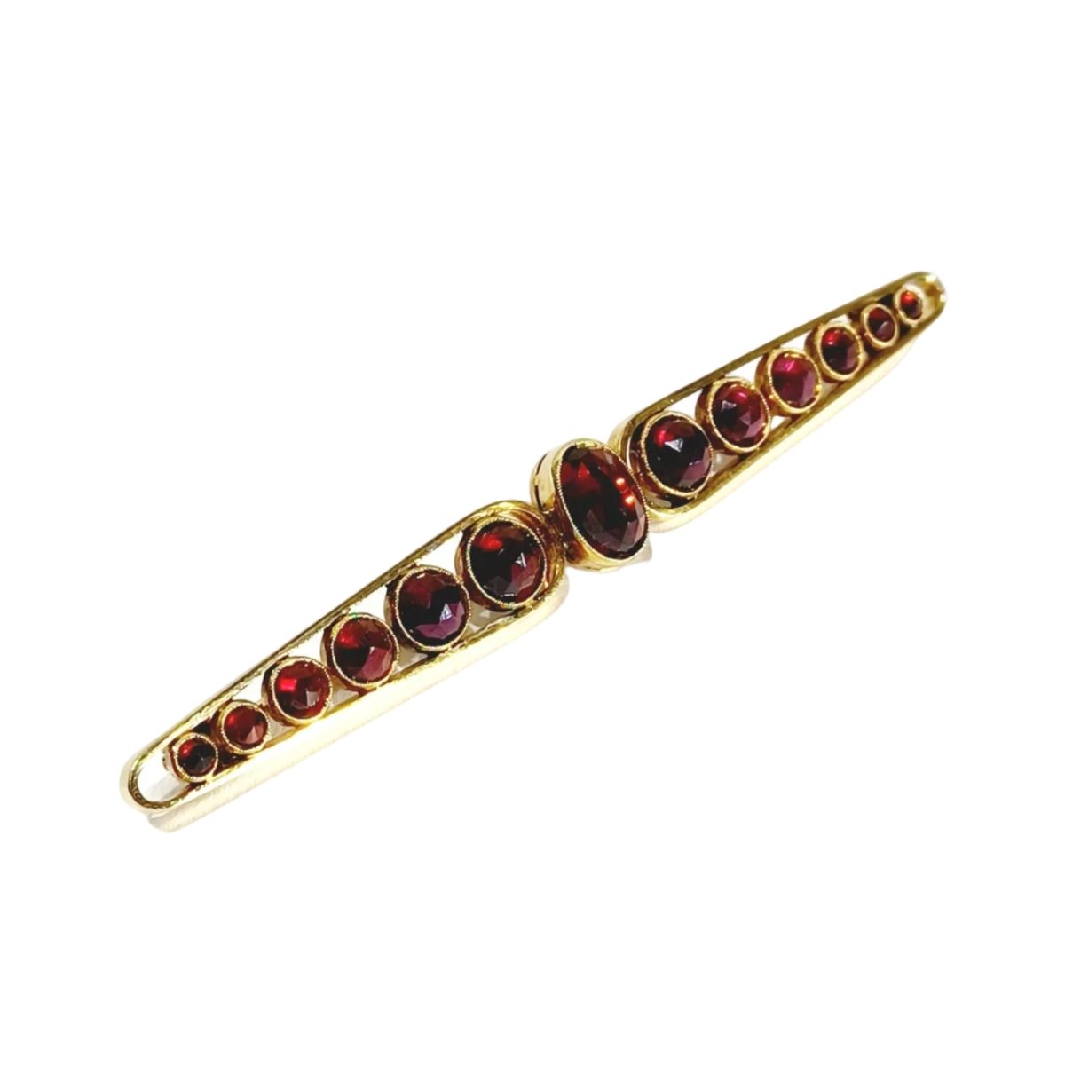 Broche Barrette en or jaune et grenats - Castafiore