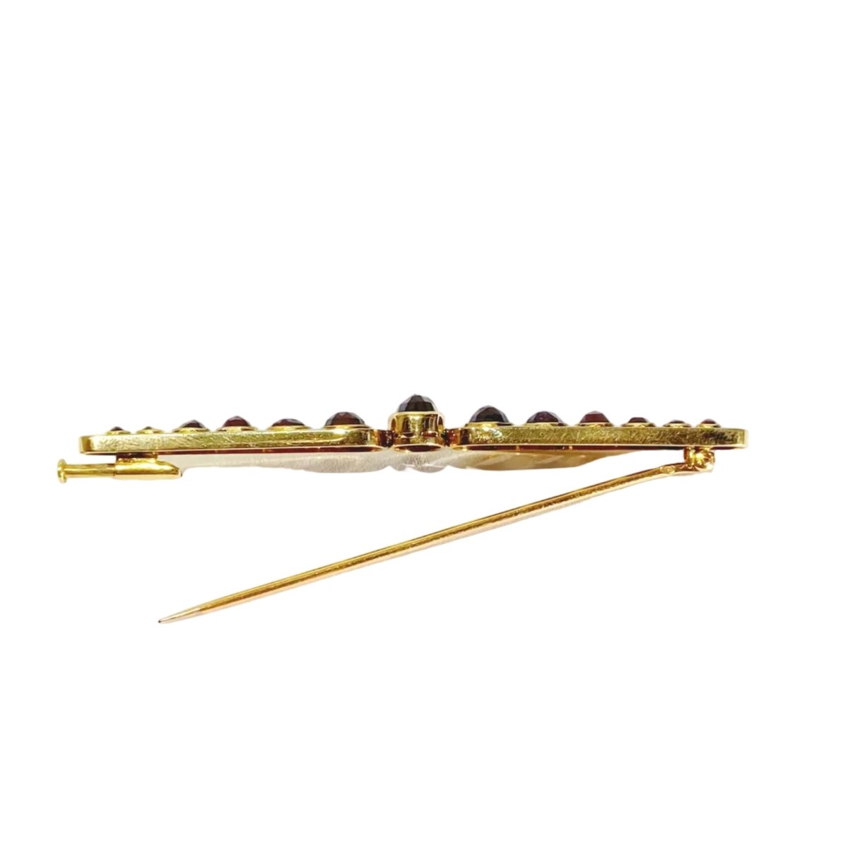 Broche Barrette en or jaune et grenats - Castafiore